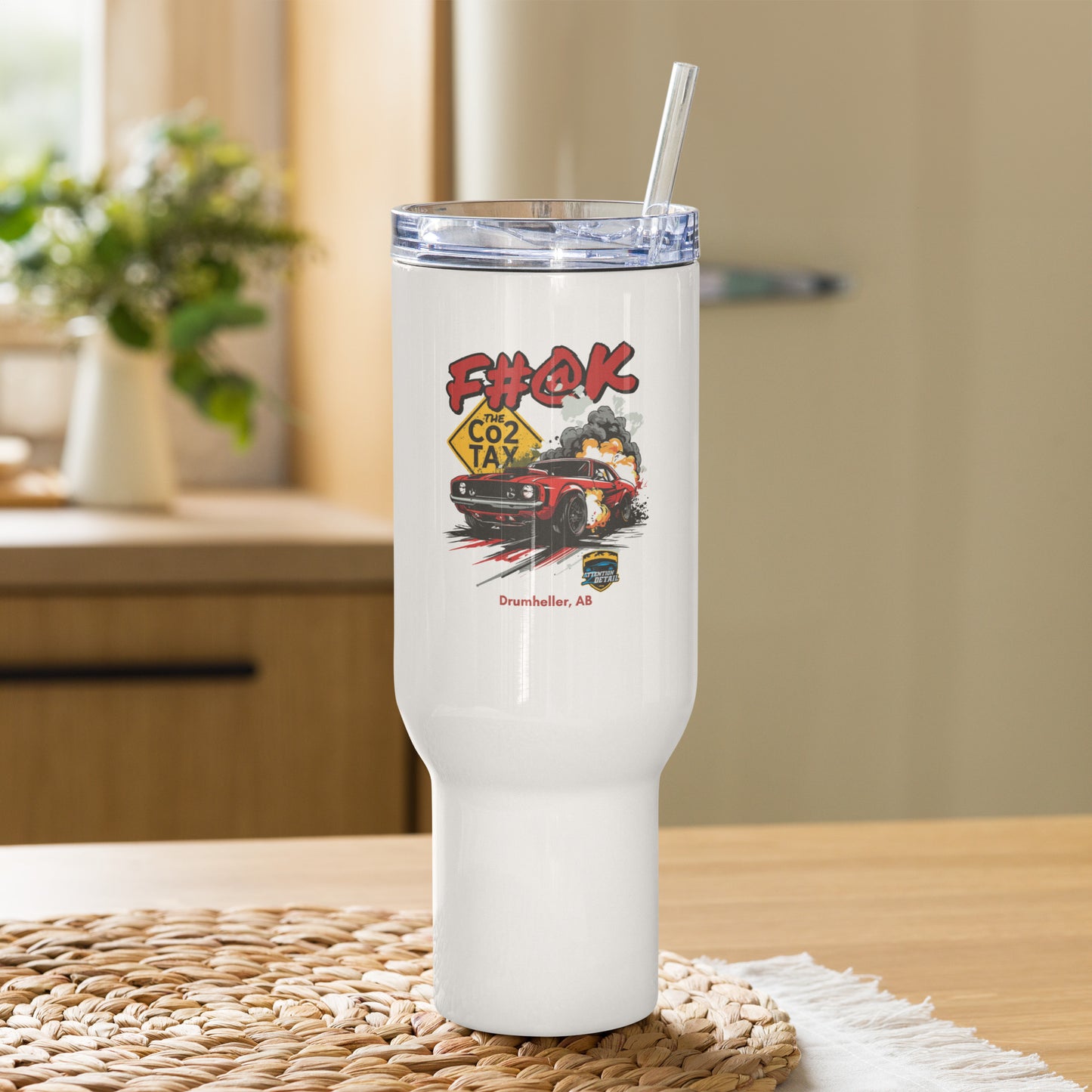 F#@K the CO2 Tax Travel mug with a handle